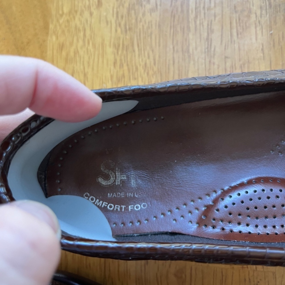 SAS Sz 7.5 M Shiny Brown Simplify Loafer Croc‎ Lightweight Slip On Moccasin - Picture 3 of 11